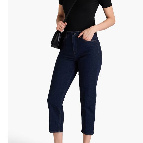 Theory Treeca Cropped Jeans Woman's size 30 indigo blue denim tapered leg - Picture 1 of 15